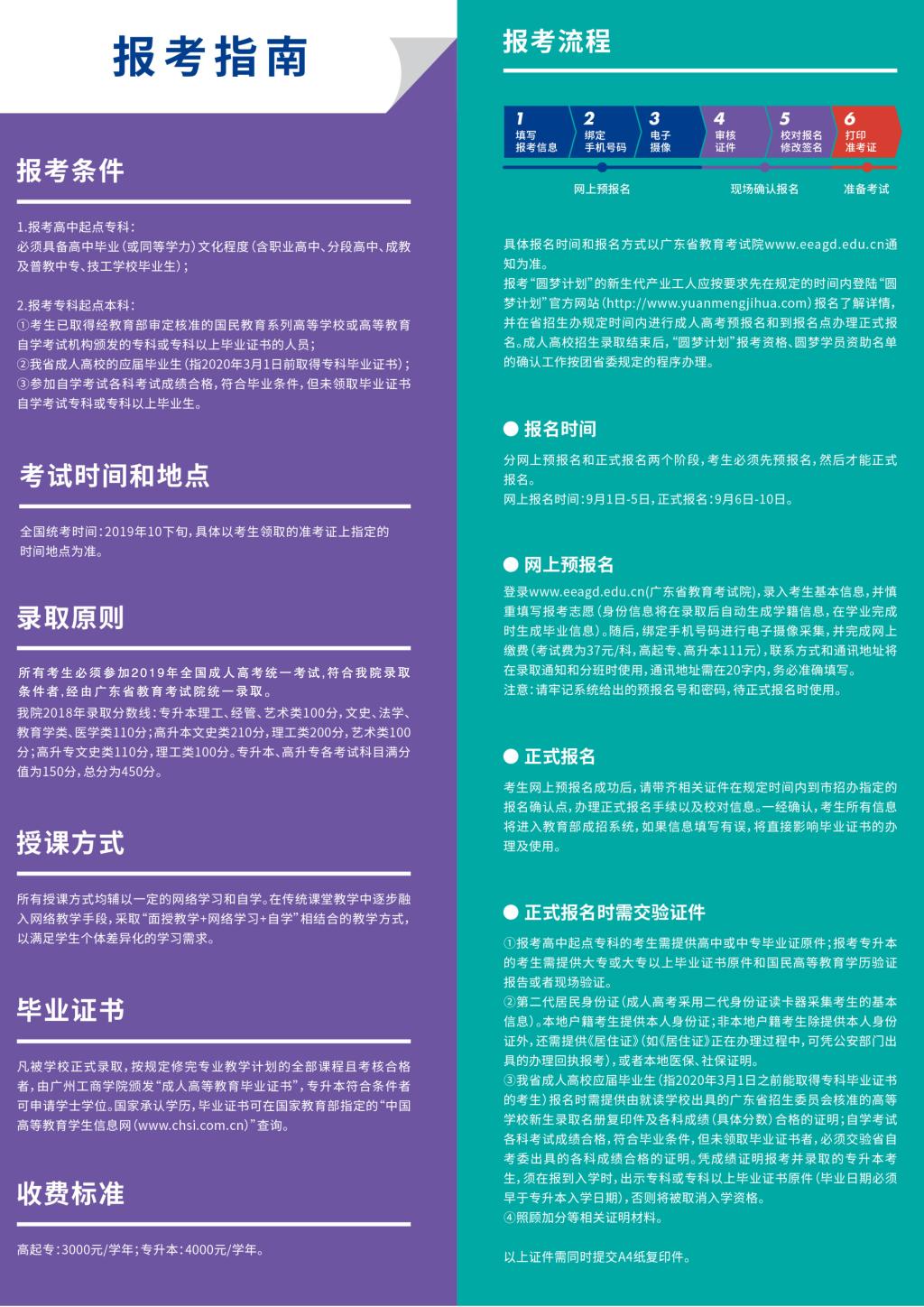 广州工商学院2020年成人教育招生简章